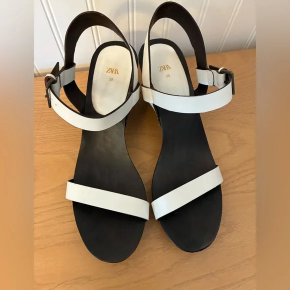 Zara women’s white 3” heeled strappy sandals in size EU 38 (US 7.5) - Picture 6 of 10